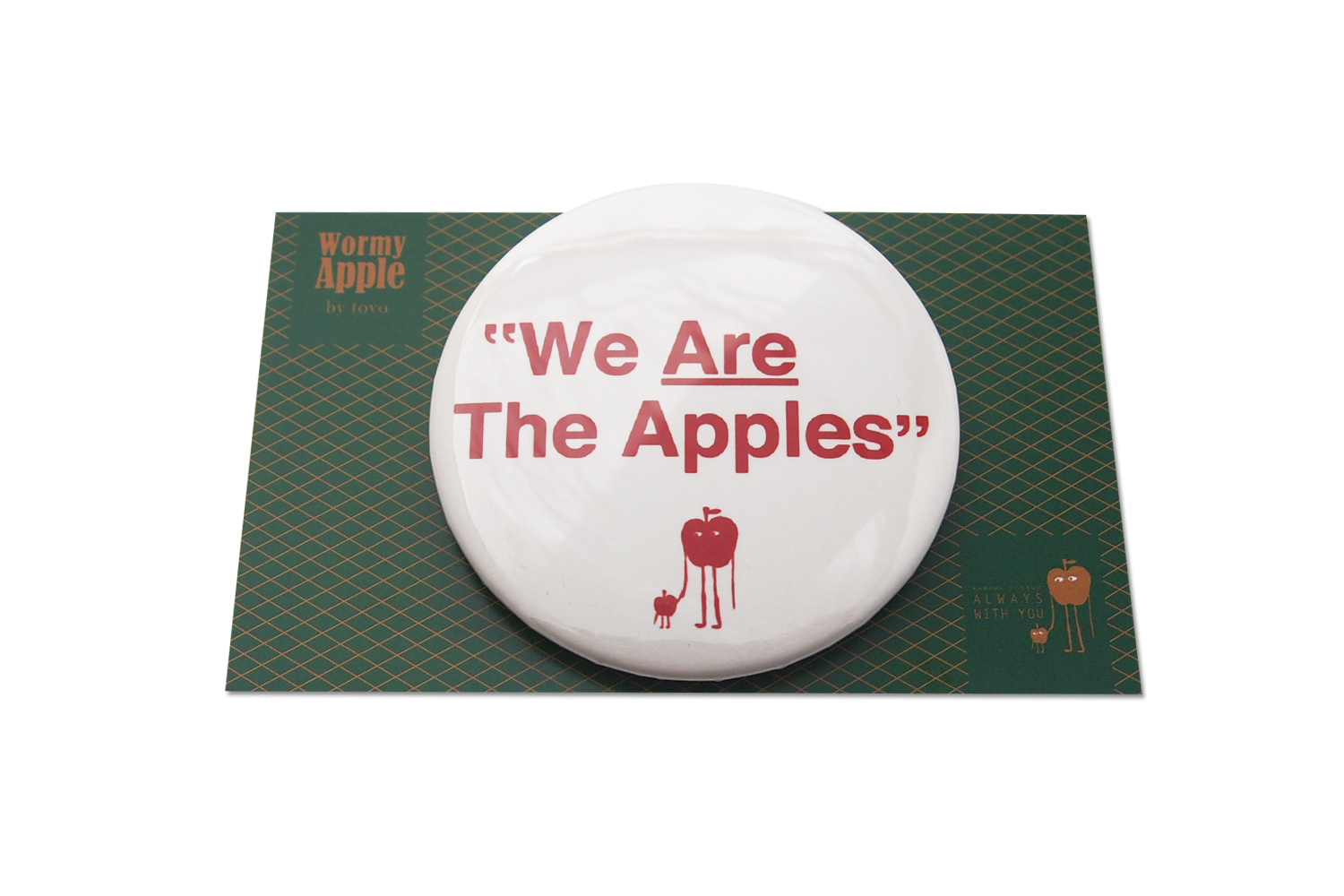 【WORMY APPLE シリーズ】「WE ARE THE APPLES」缶バッチ＆ポストカード